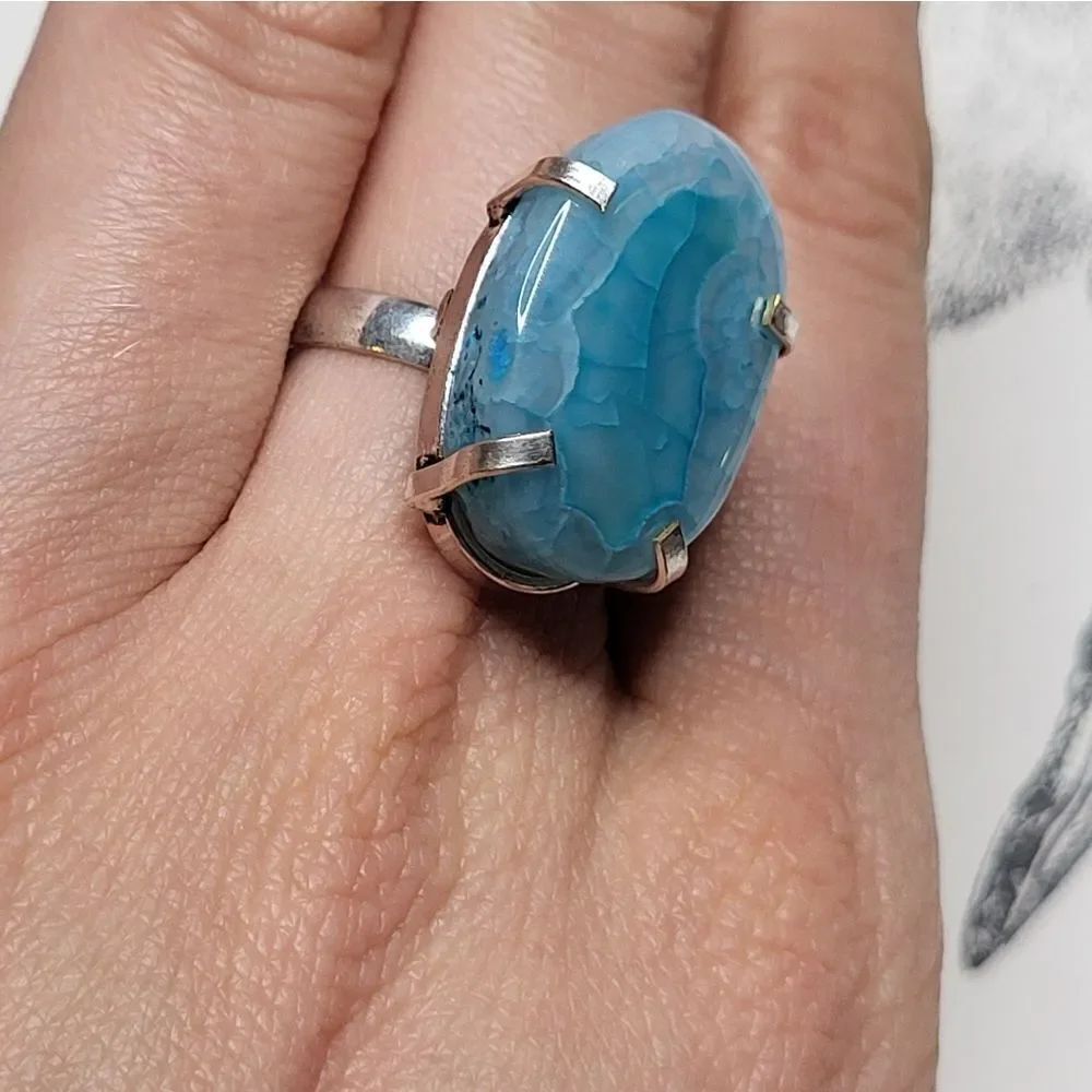 Bohemian Solar Druzy Quartz Ring Size 8